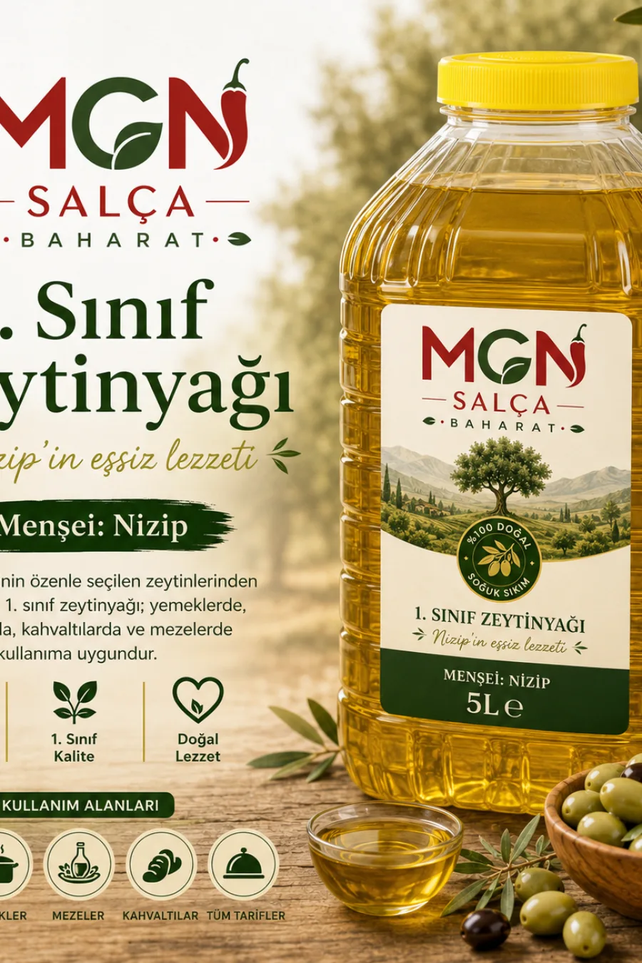 1.Sınıf Nizip Zeytinyağı - 5 lt.