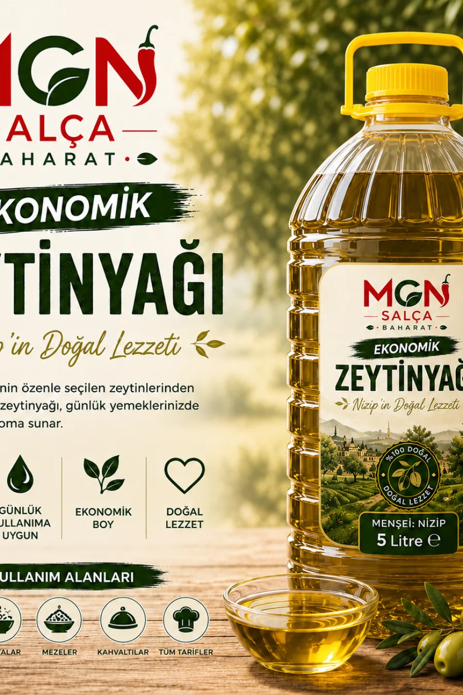 Ekonomik Seri Nizip Zeytinyağı – 5 Litre