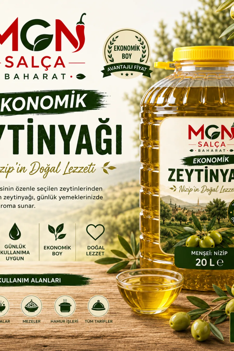 Ekonomik Nizip Zeytinyağı – 20 Litre
